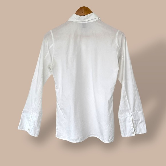 H&M L.O.G.G.White Embroidered Blouse Top Button Down Cotton Shirt Women's Size 4 - Picture 3 of 10